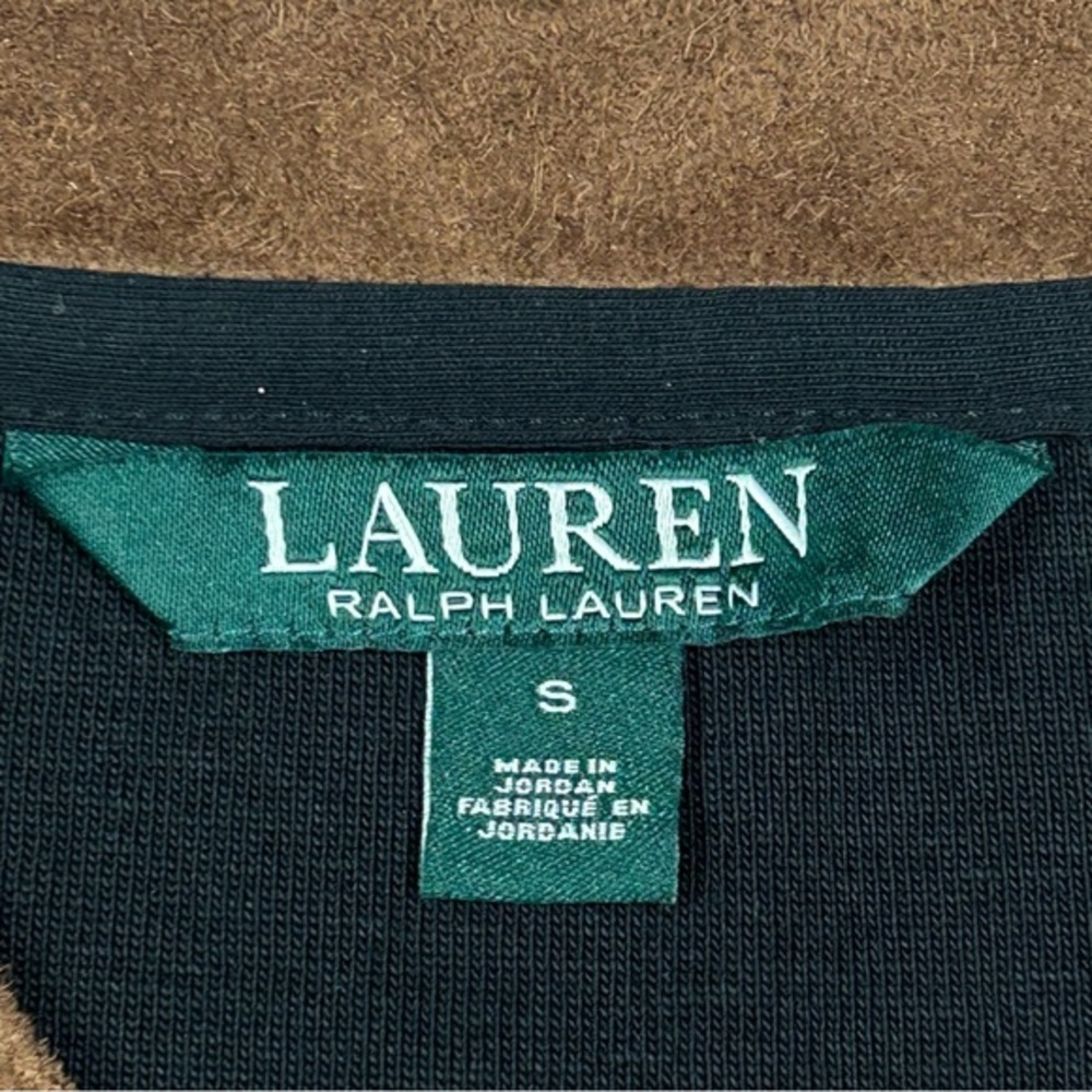 Lauren Ralph Lauren Tunic Top Long Sleeve V Neck Cotton Vegan Suede Office - Picture 4 of 8